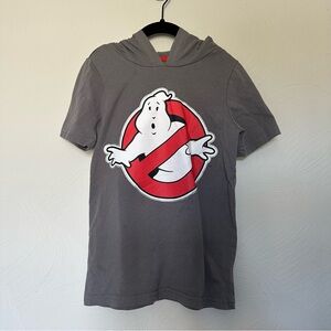 Ghostbusters Gray Short Sleeve Hooded Kids Tee with Ecto Goggles